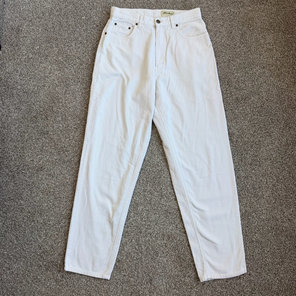 Vintage Eddie Bauer White Corduroy Straight Leg‎ Pants, Size 12